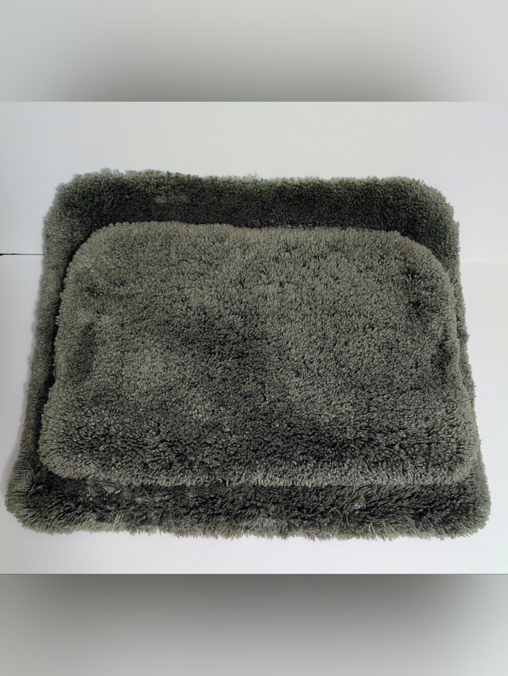 Bath Rugs Set of Two Plush Olive Grey Microfiber Bath Mat Set